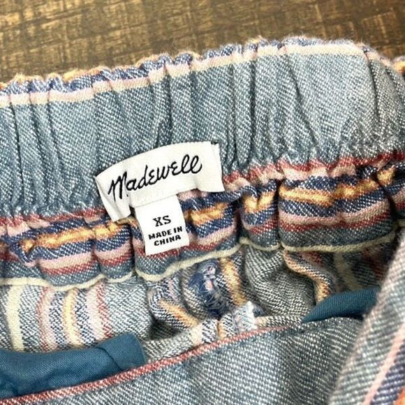 Madewell Tall Side-Button Huston Pull-On Crop Pants in Rainbow Stripe Size XS - Picture 9 of 13